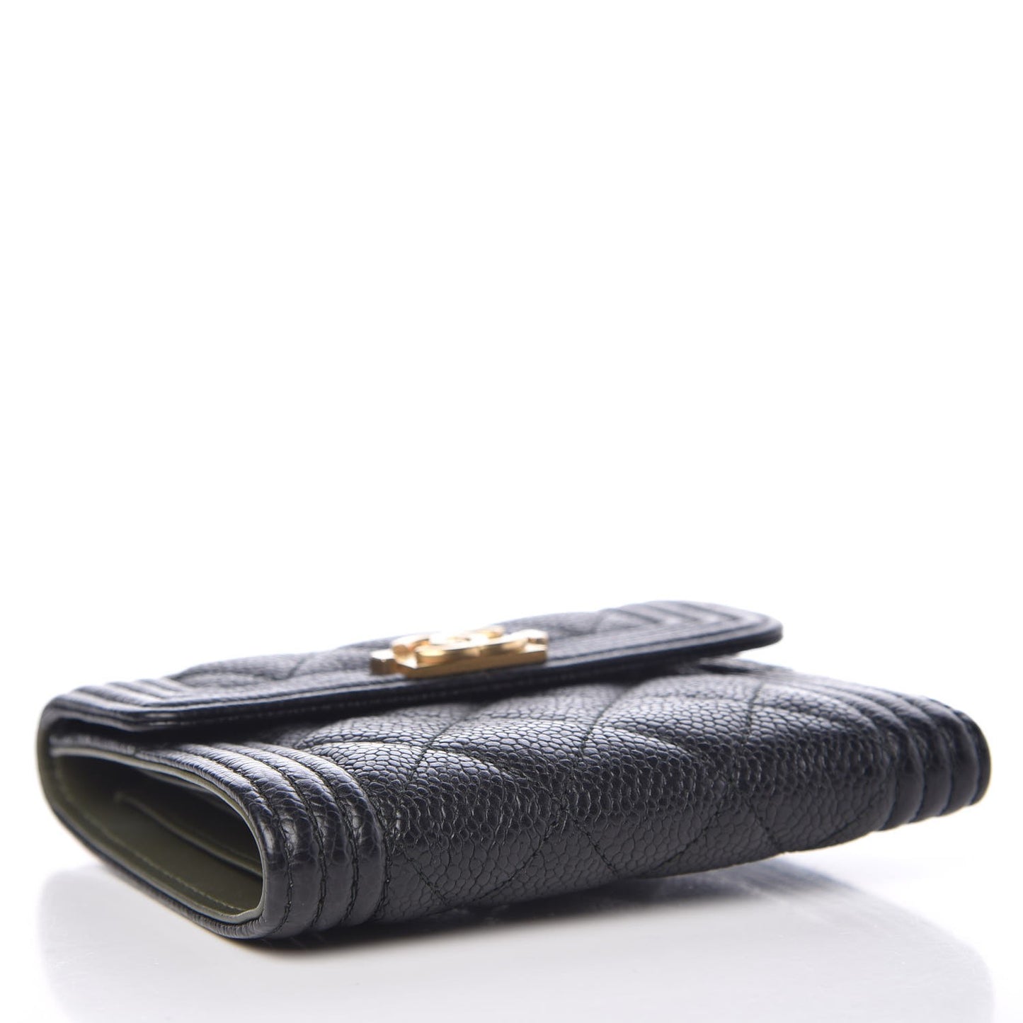 Caviar Quilted Compact Boy Wallet Black
