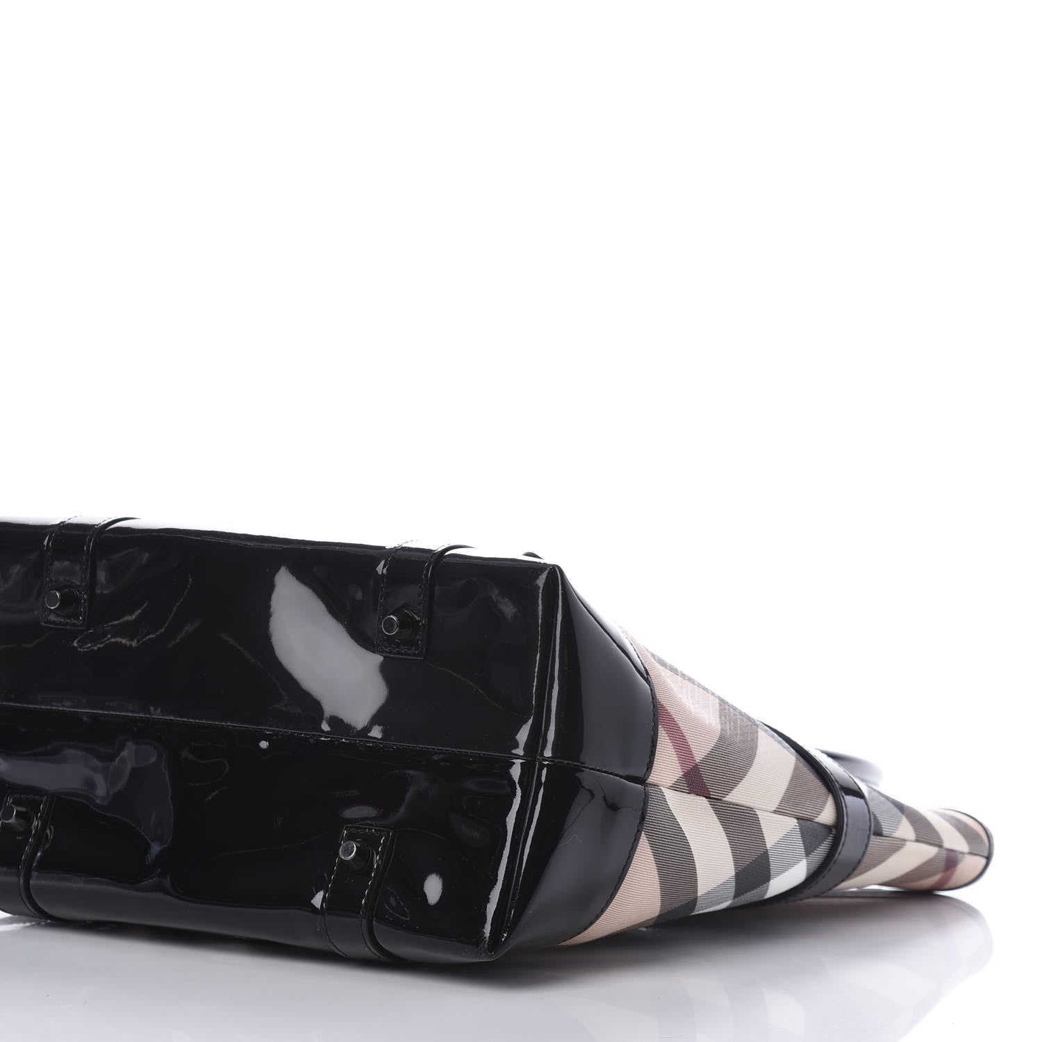 Burberry Patent Supernova Check Medium Denham Tote Black 6 of 9