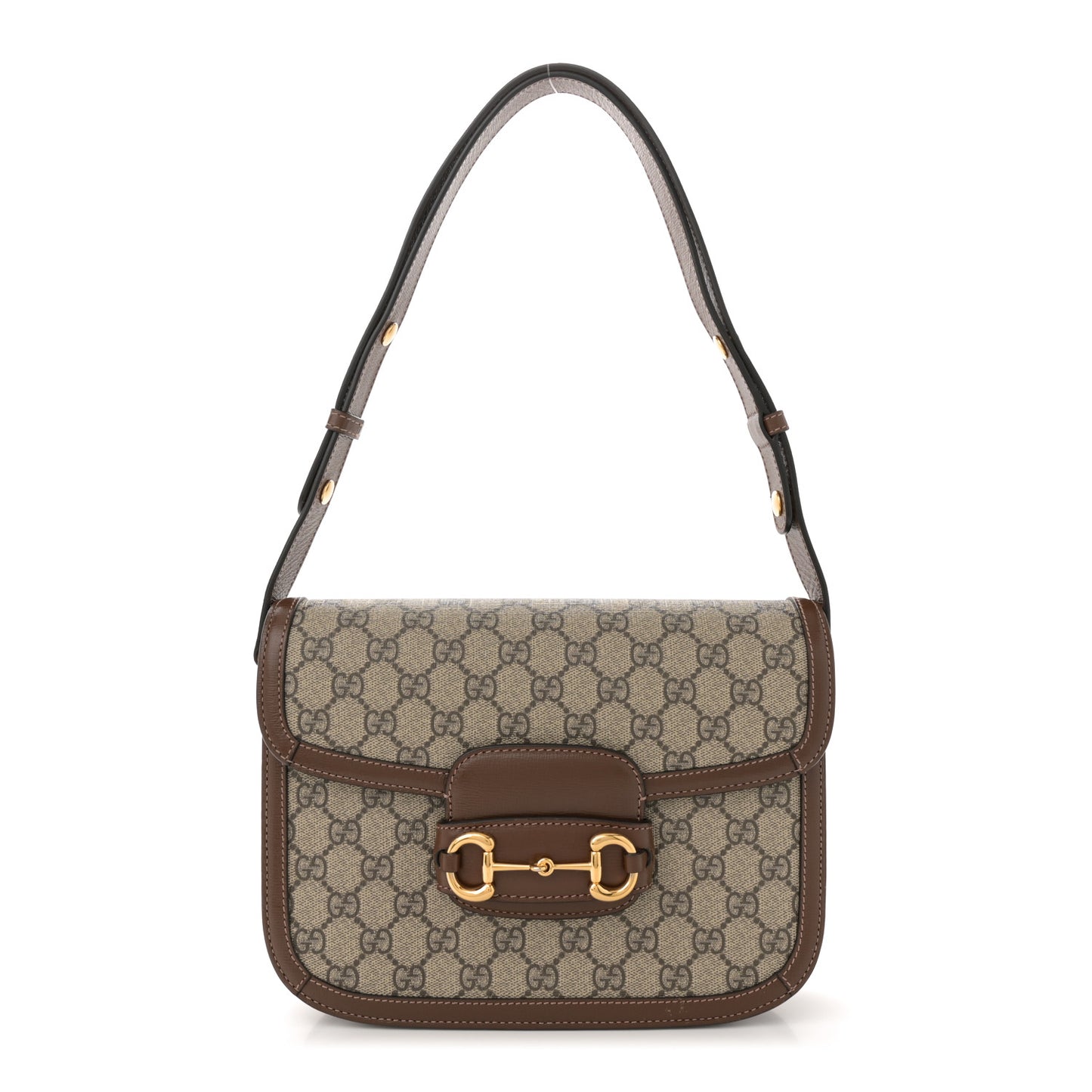 GG Supreme Monogram Horsebit 1955 Shoulder Bag Beige Brown Sugar