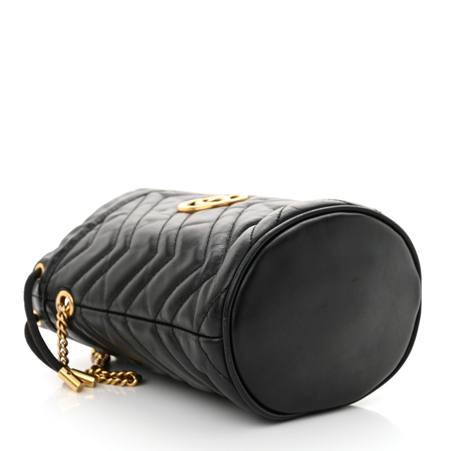 Calfskin Matelasse Mini GG Marmont 2.0 Bucket Bag Black