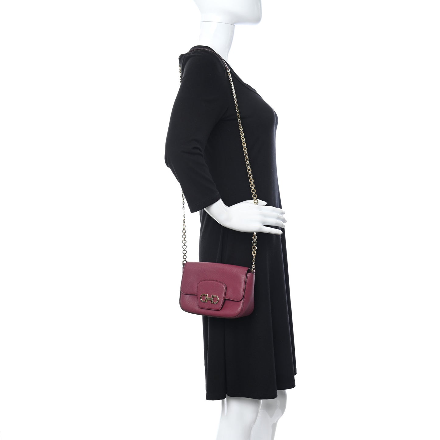 Printed Calfskin Crossbody Bag Burgundy