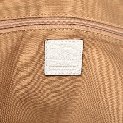 Burberry Calfskin Stripe Bucket Hobo Bag Off White 7 of 19