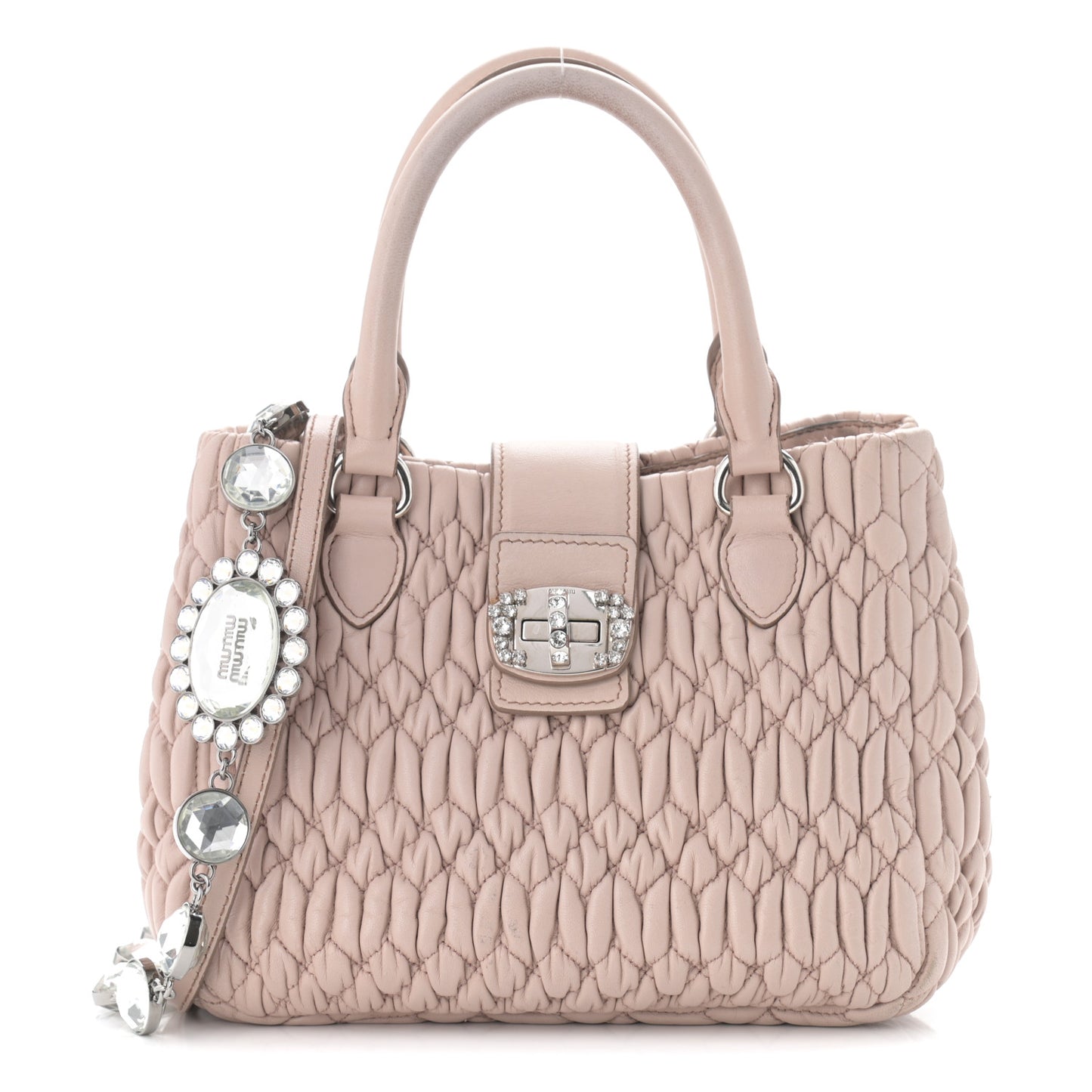 Nappa Matelasse Crystal Top Handle Tote Cammeo
