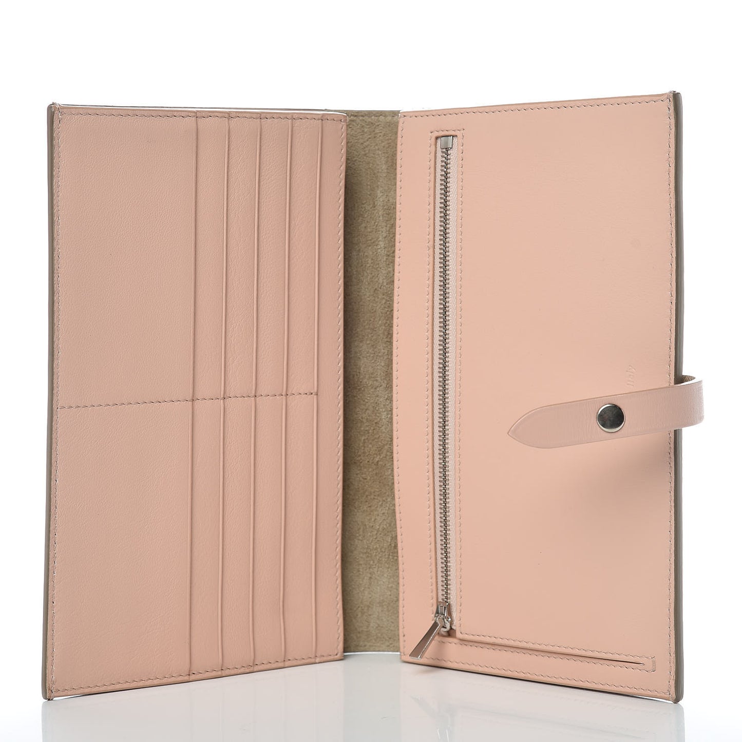 Calfskin Large Multifunction Strap Wallet Taupe