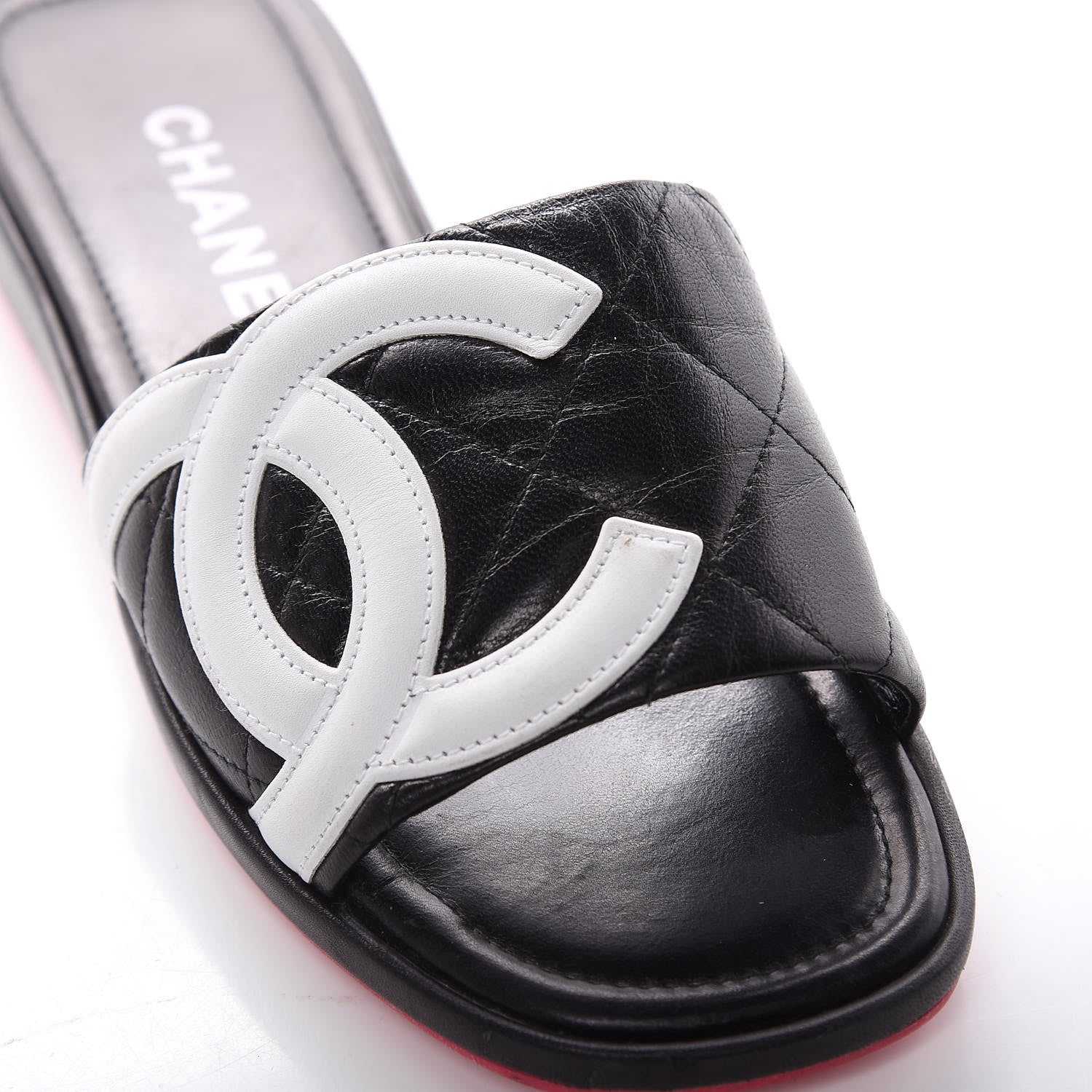 Chanel Calfskin Cambon CC Flat Slide Sandals 37.5 Black 11 of 16