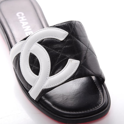 Chanel Calfskin Cambon CC Flat Slide Sandals 37.5 Black 11 of 16