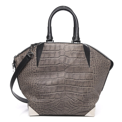 Alexander Wang Crocodile Embossed Calfskin Small Emile Taupe Silver Hardware 1 of 12