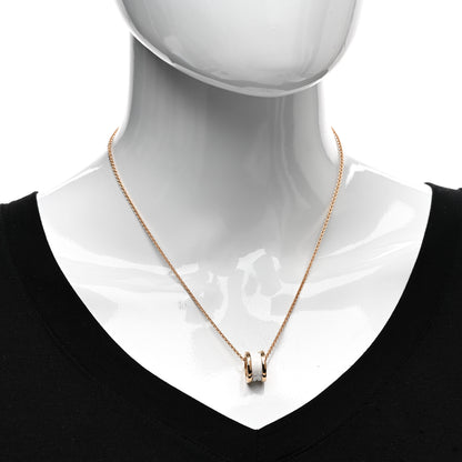 Bulgari 18K Rose Gold White Ceramic B.Zero1 Pendant Necklace 2 of 4
