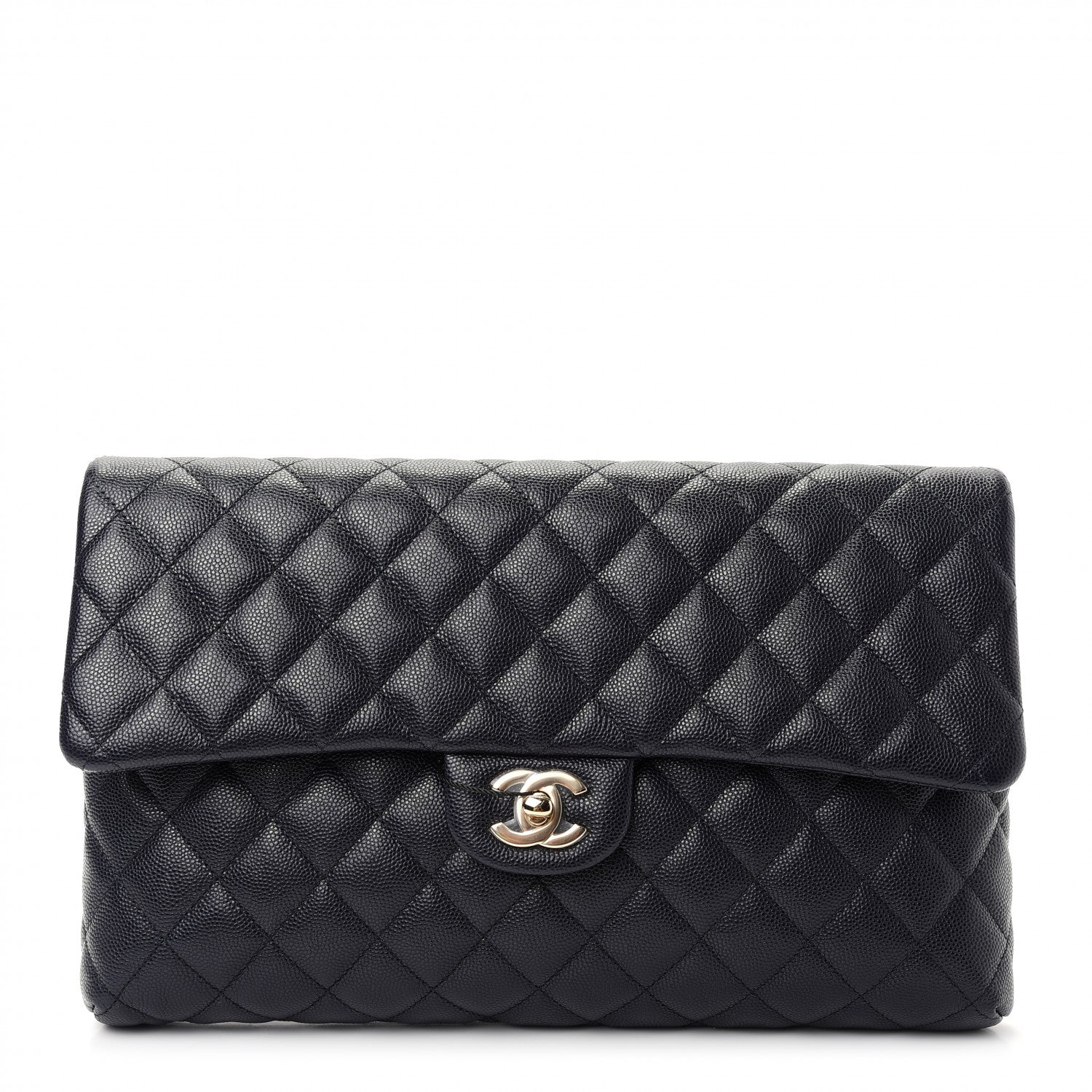 Chanel Caviar Quilted Flap Clutch Navy Blue 1 of 7