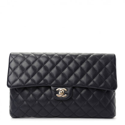 Chanel Caviar Quilted Flap Clutch Navy Blue 1 of 7