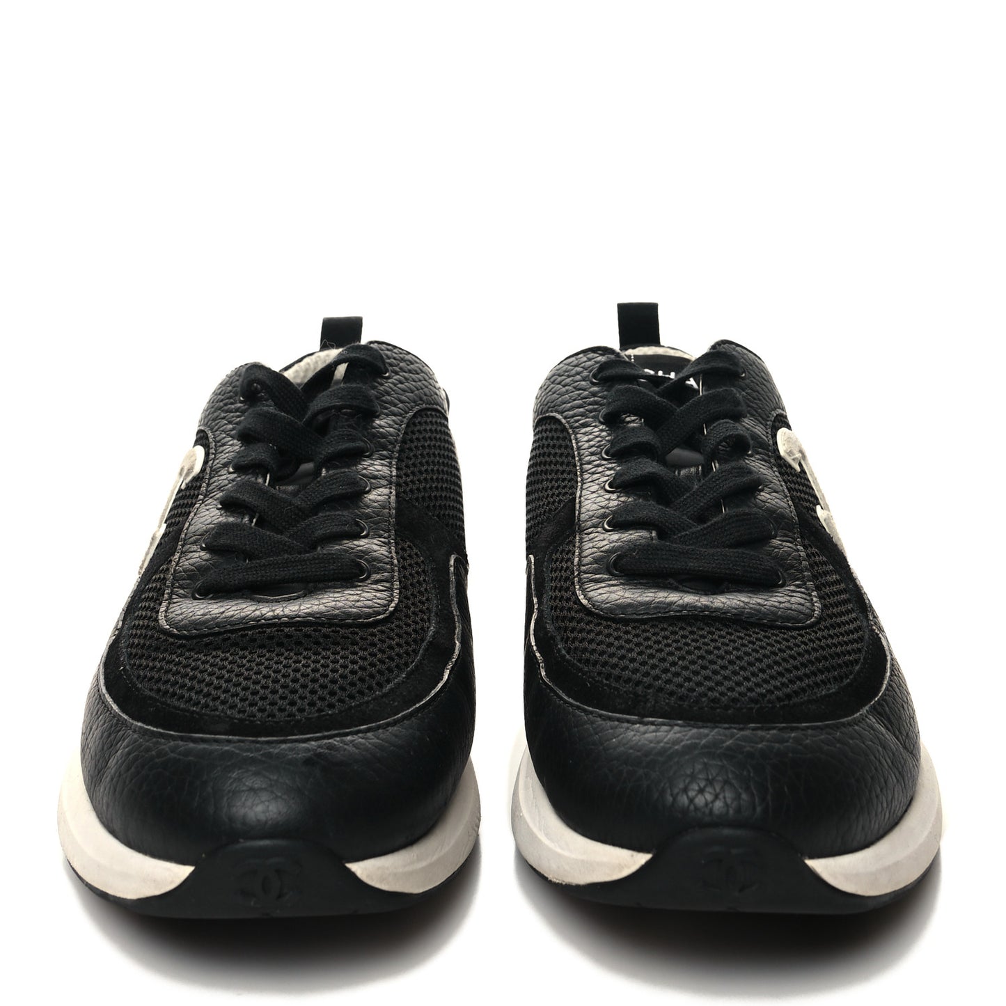 Calfskin Mesh Suede Mens CC Sneakers 43 Black White