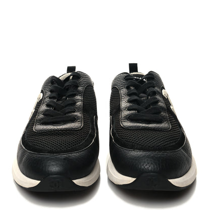 Chanel Calfskin Mesh Suede Mens CC Sneakers 43 Black White 2 of 8