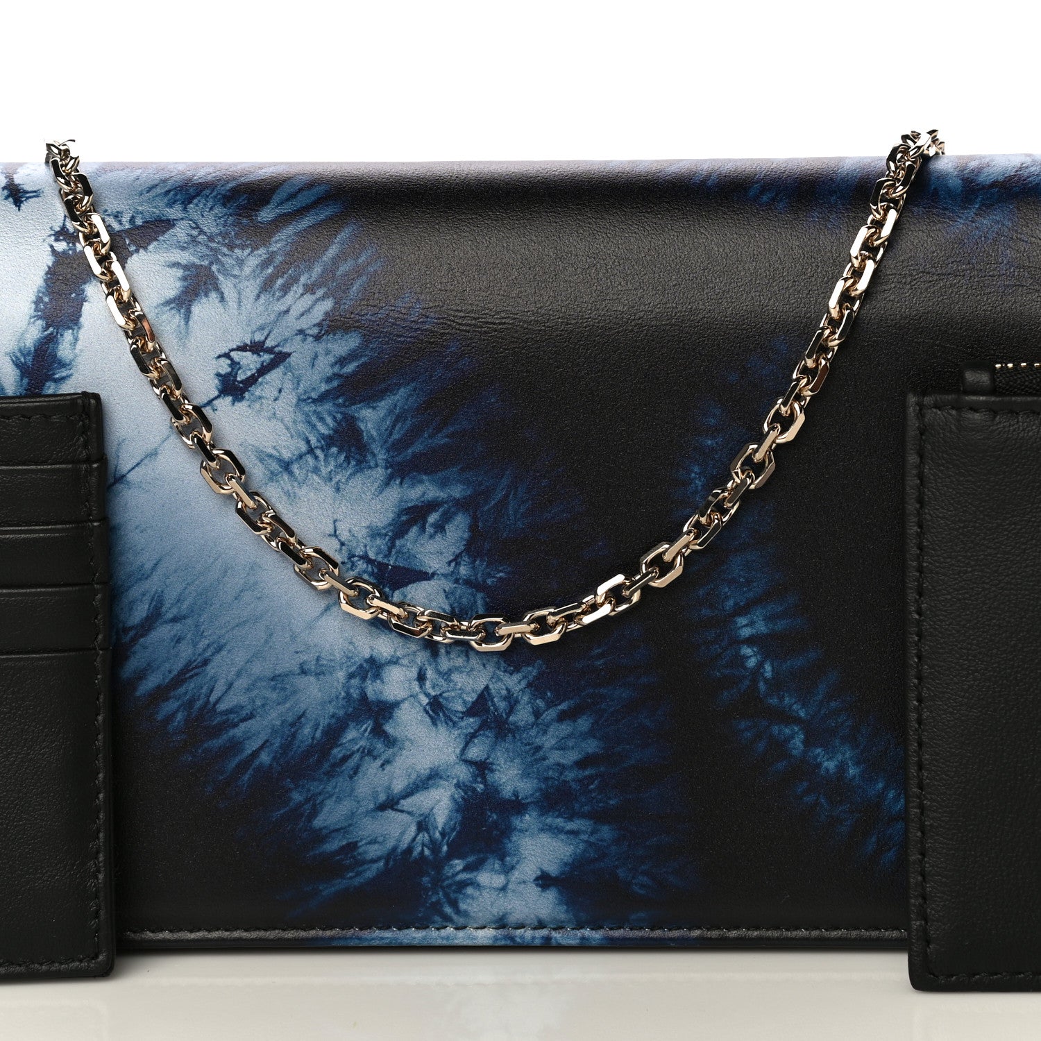Christian Dior Calfskin Tie Dye Wallet On Chain Blue 14 of 15