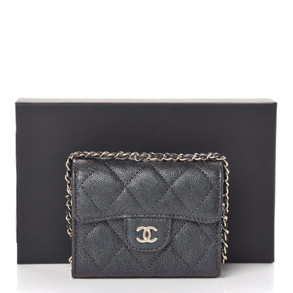 Chanel Iridescent Caviar Quilted Flap Card Holder On Chain Black 12 of 12