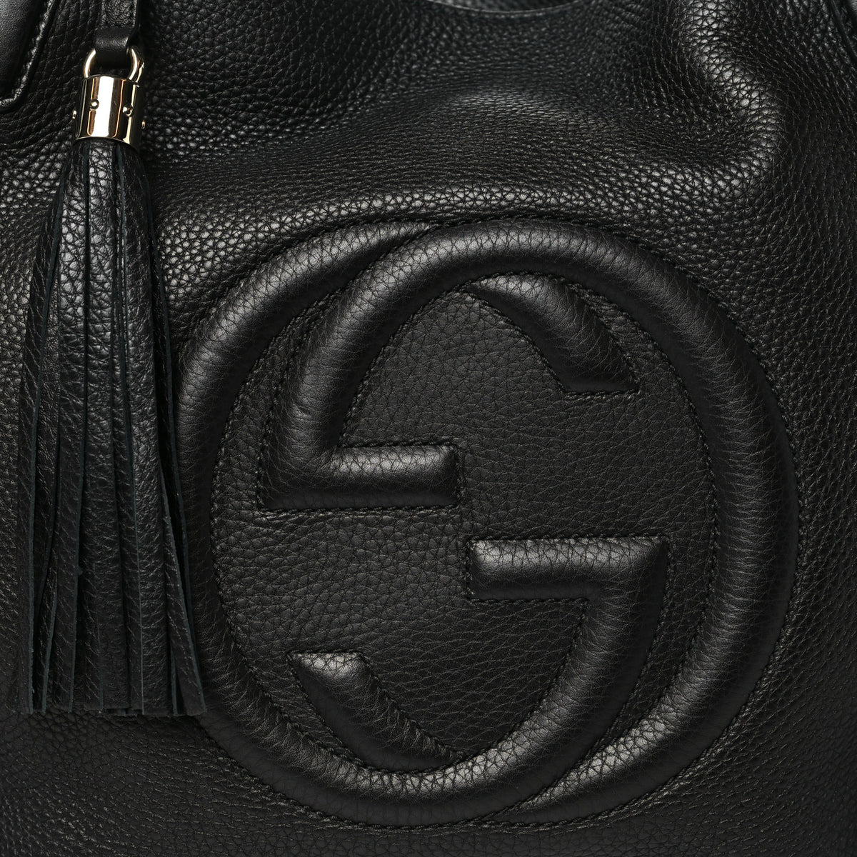 Pebbled Calfskin Medium Soho Shoulder Bag Black