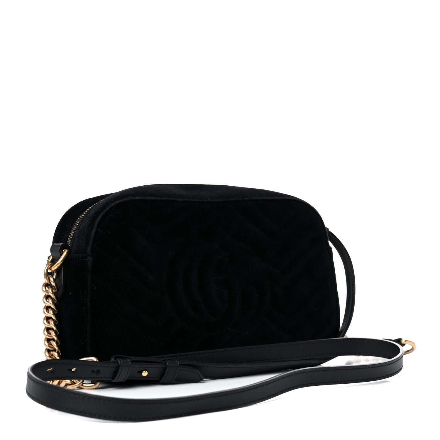 Gucci Velvet Matelasse Small GG Marmont Chain Shoulder Bag Black 3 of 15