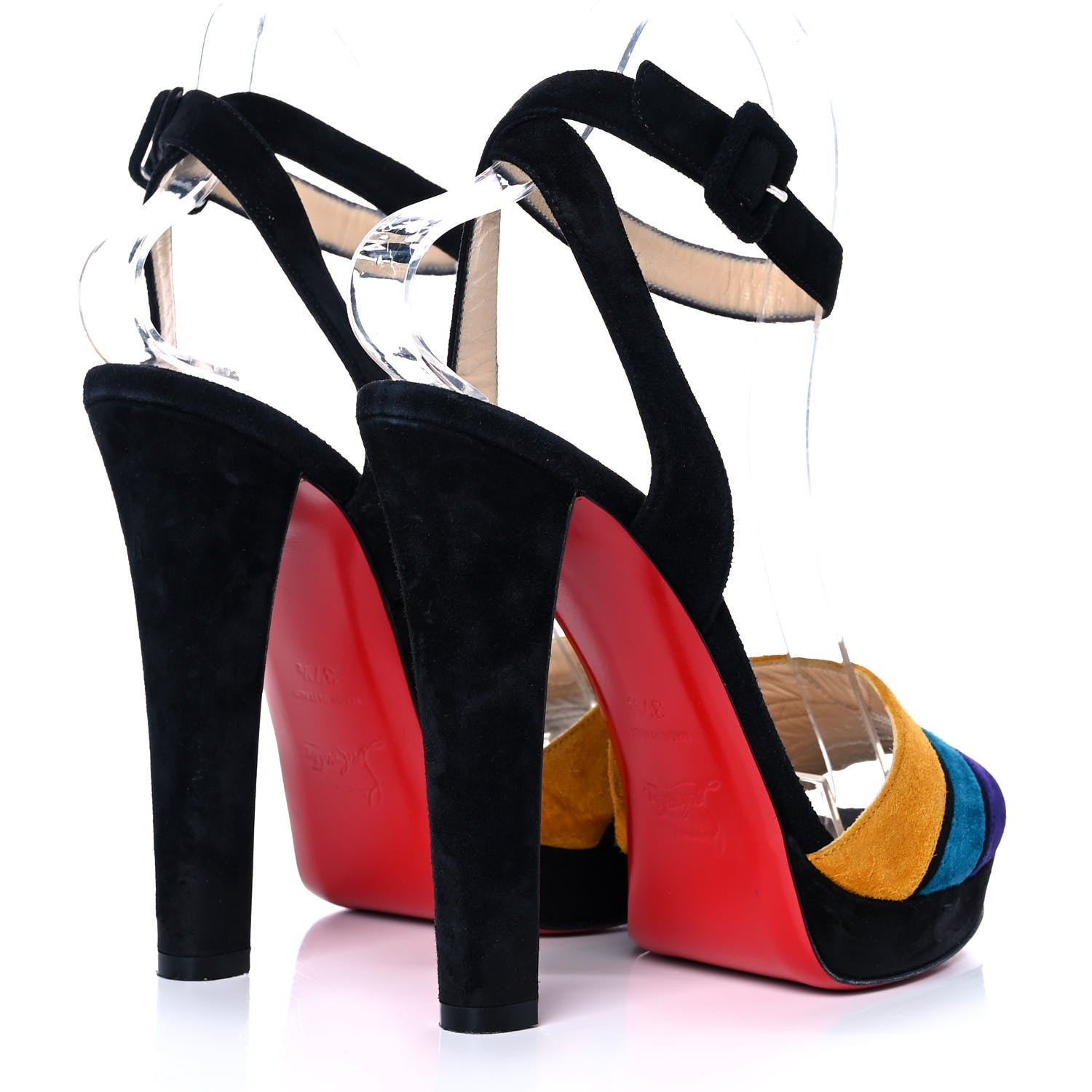 Christian Louboutin Suede Platform Sandals 37.5 Black Multicolor 4 of 7