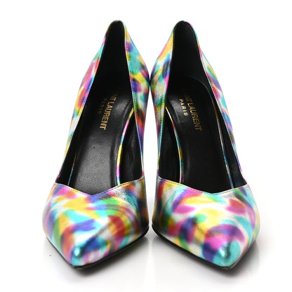Saint Laurent Metallic Calfskin Pumps 38 Silver Multicolor 3 of 9