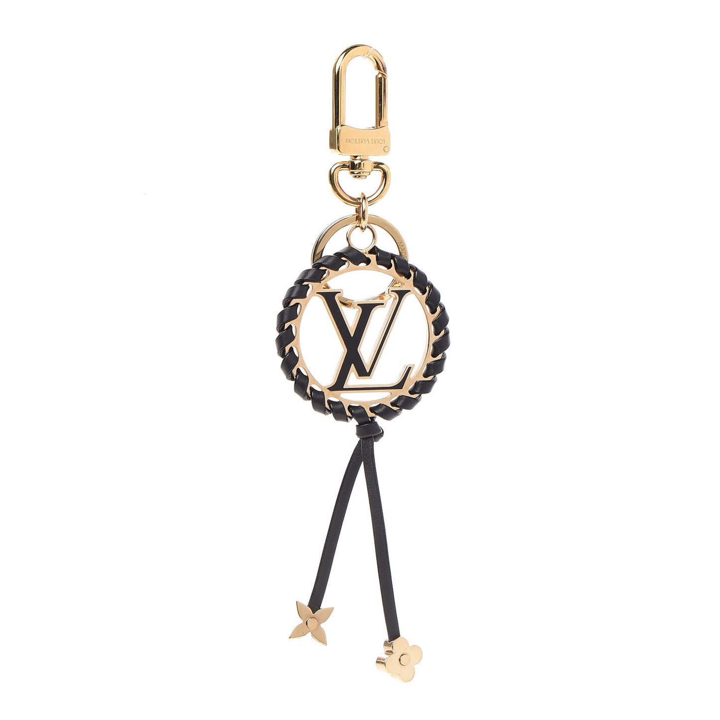 Metal Lambskin Enamel Very Bag Charm Key Holder Black