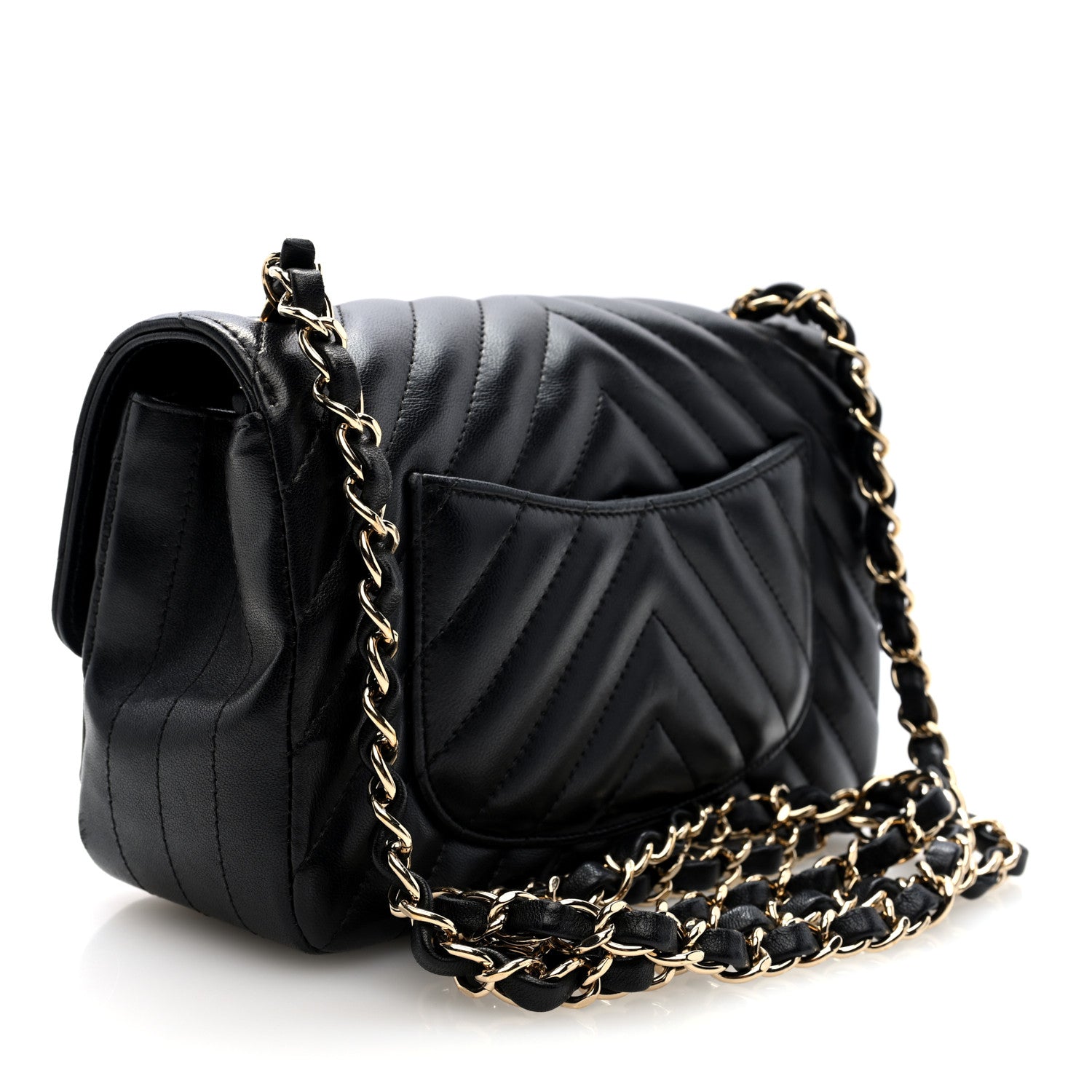 Chanel Lambskin Chevron Quilted Mini Rectangular Flap Black 3 of 11