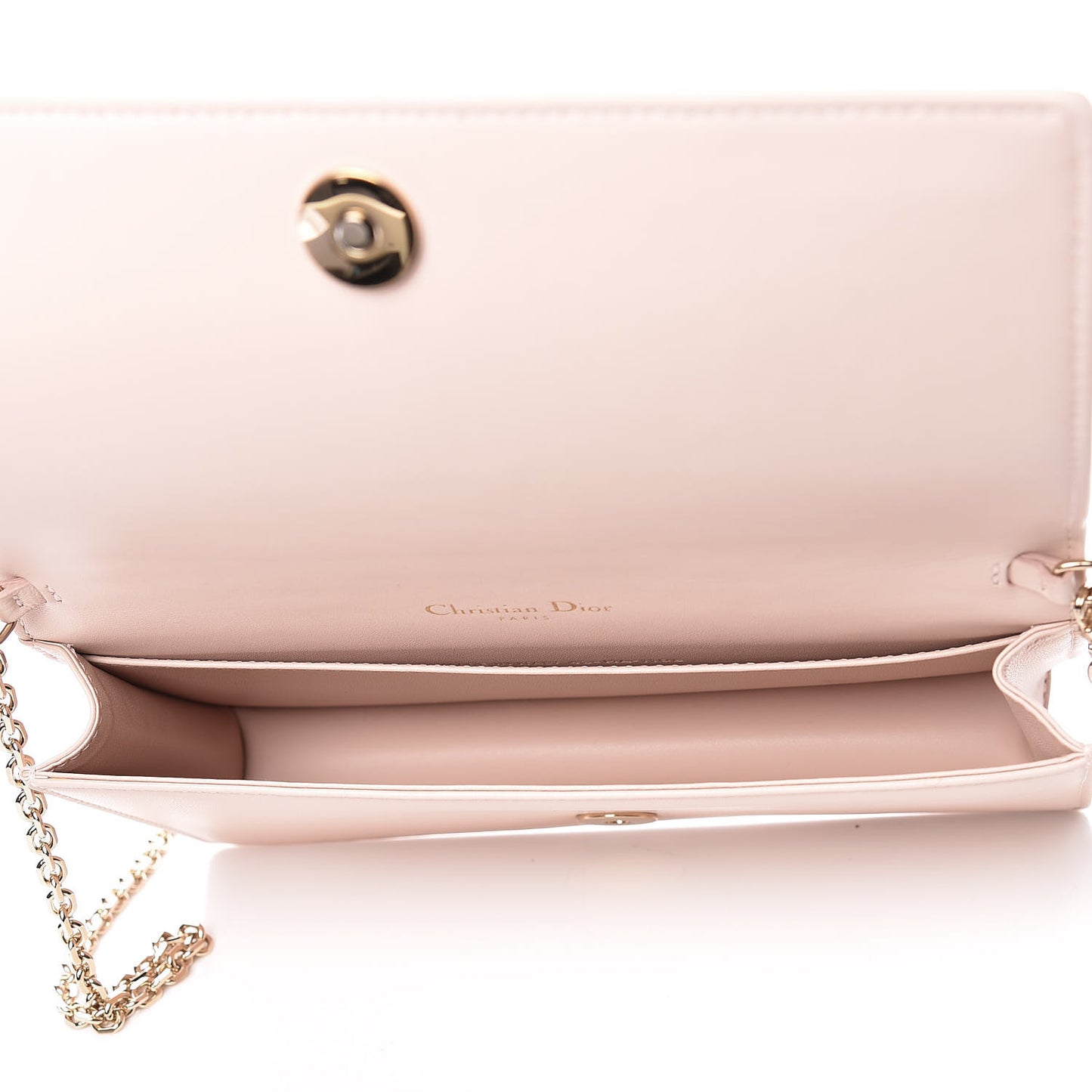 Lambskin Cannage Lady Dior Clutch Rose Poudre