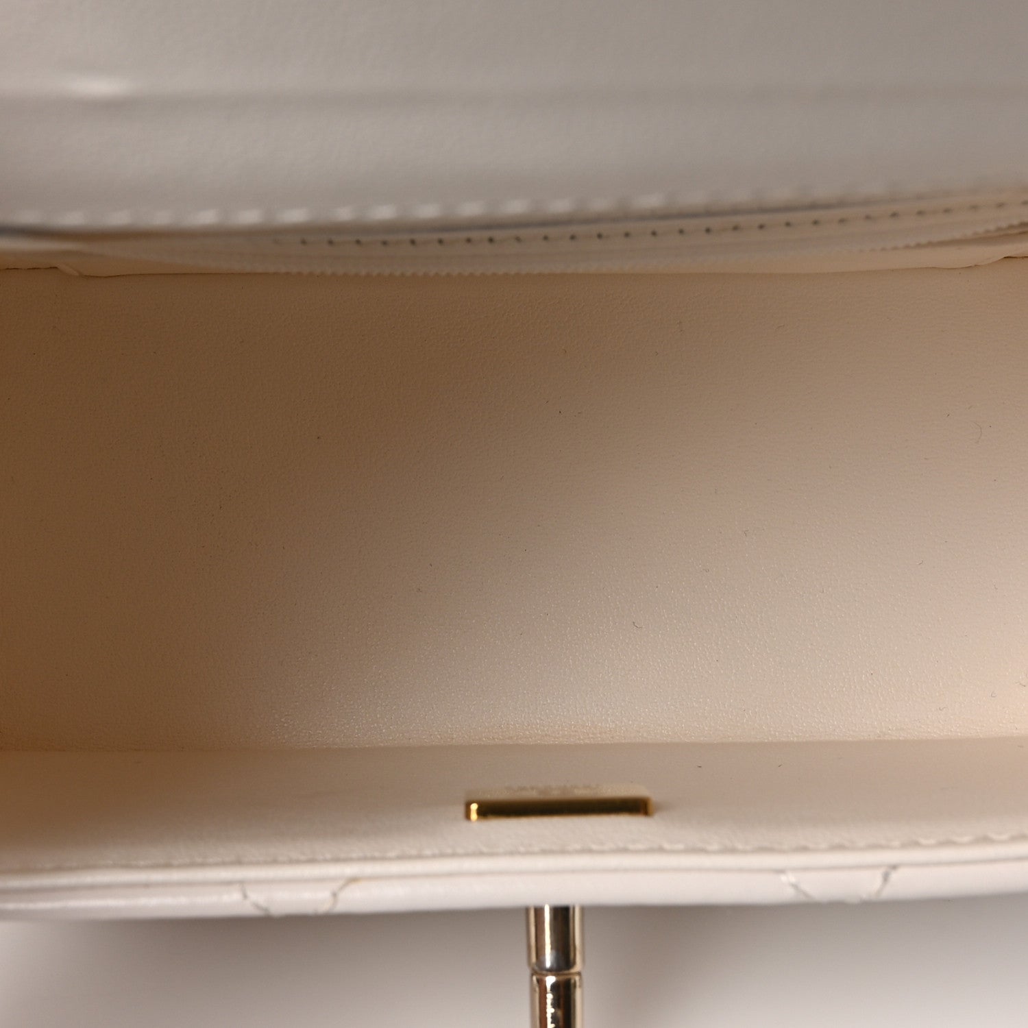 Chanel Shiny Calfskin Quilted CC Handle Vanity Flap Bag White 5 of 10