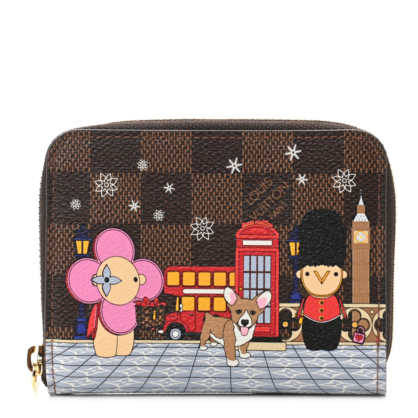Damier Ebene 2021 Christmas Animation London Zippy Coin Purse Red