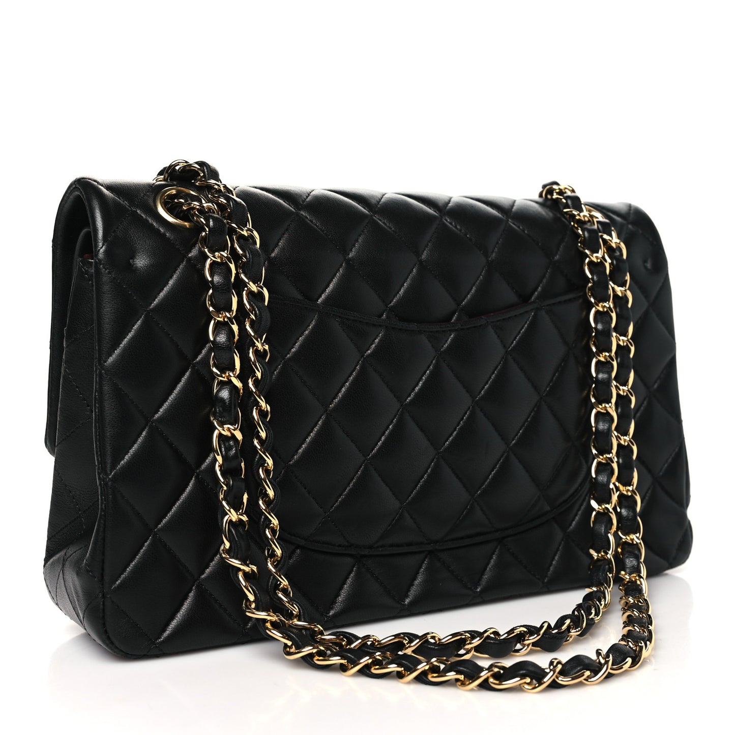 Lambskin Quilted Medium Double Flap Black