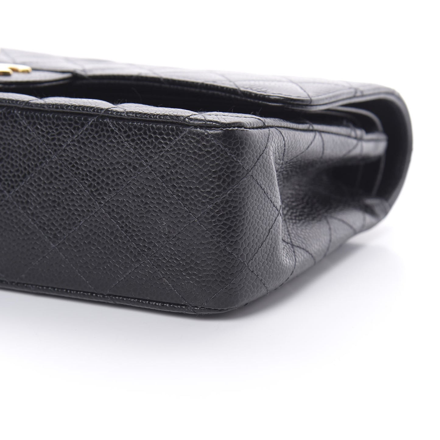Caviar Quilted Medium Double Flap Black