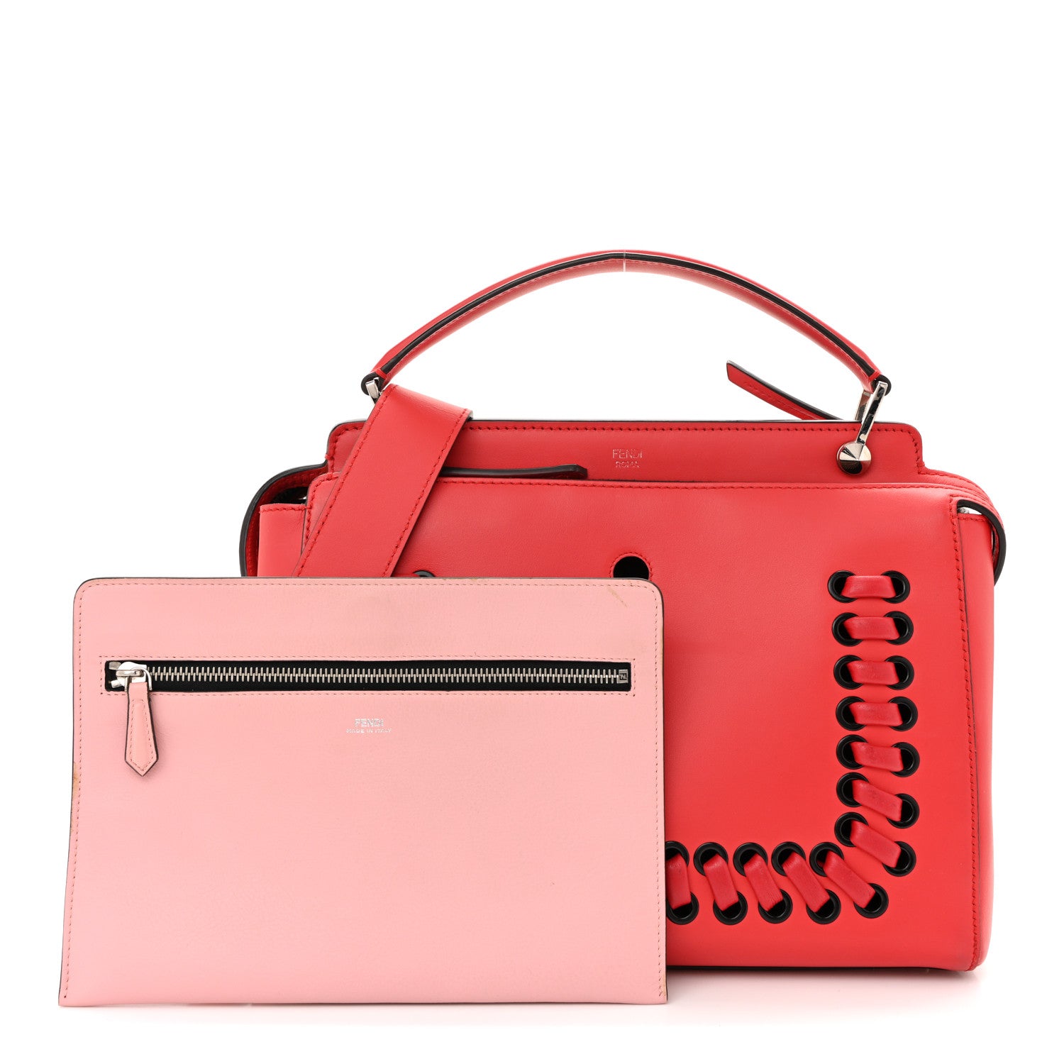 Fendi Vitello Baltico Dolce Shiny Nappa DotCom Satchel Caipiroska Bubblegum 3 of 15