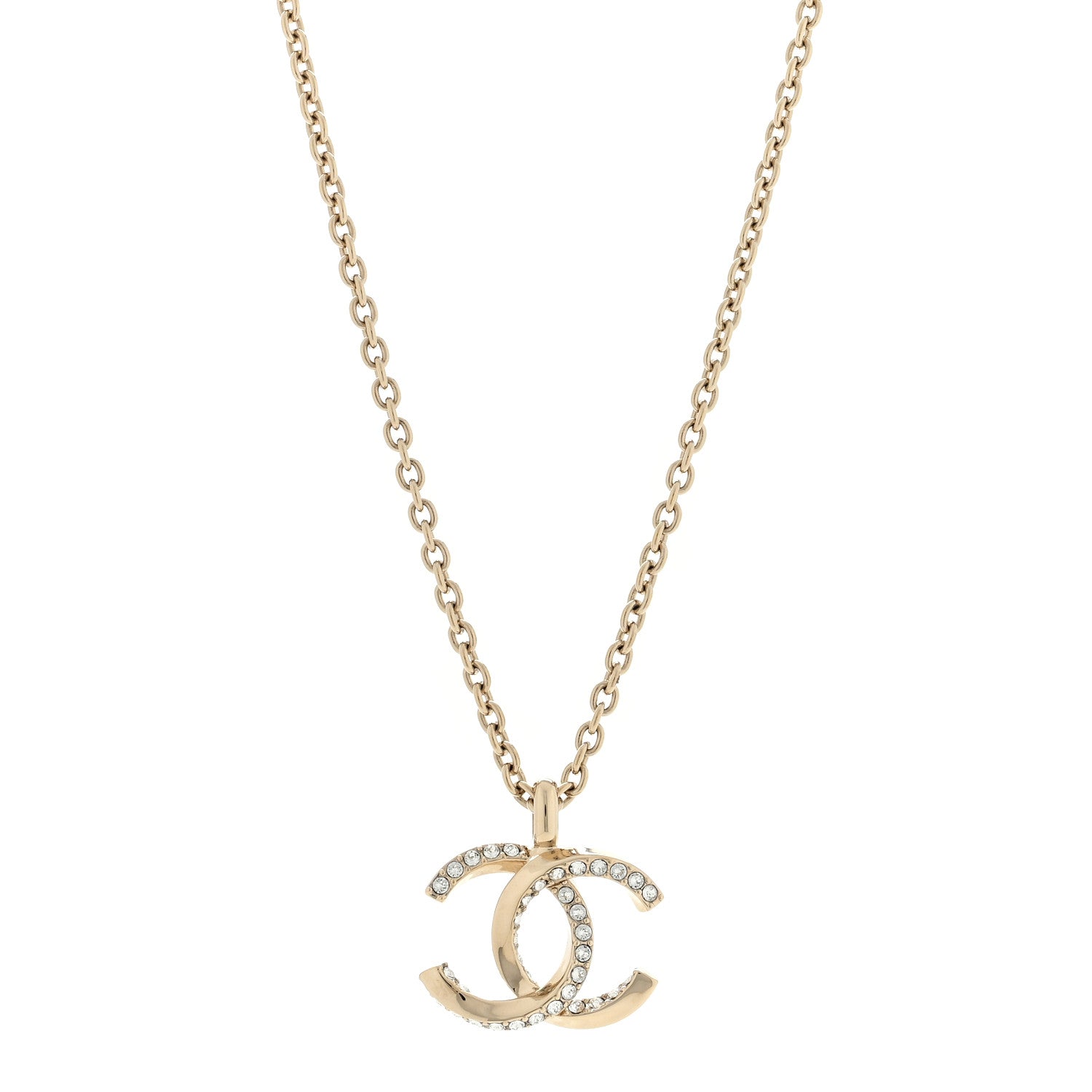 Chanel Metal Crystal CC Necklace Gold 1 of 4