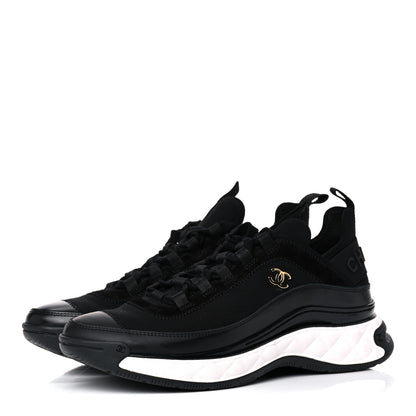 Chanel Velvet Calfskin Mixed Fibers CC Sneakers 38.5 Black 2 of 10