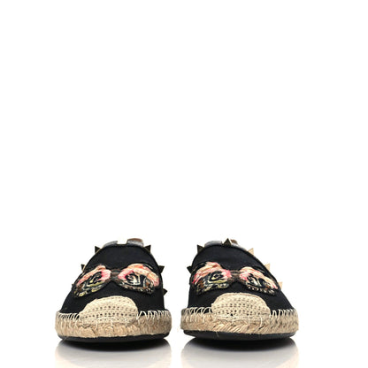 Valentino Garavani Denim Butterfly Embroidered Rockstud Espadrille Flats 41 Black Multicolor 2 of 8