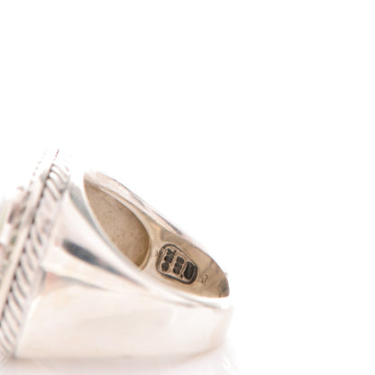 David Yurman Sterling Silver Diamond White Agate 17mm Albion Statement Ring 54 6.75 5 of 5