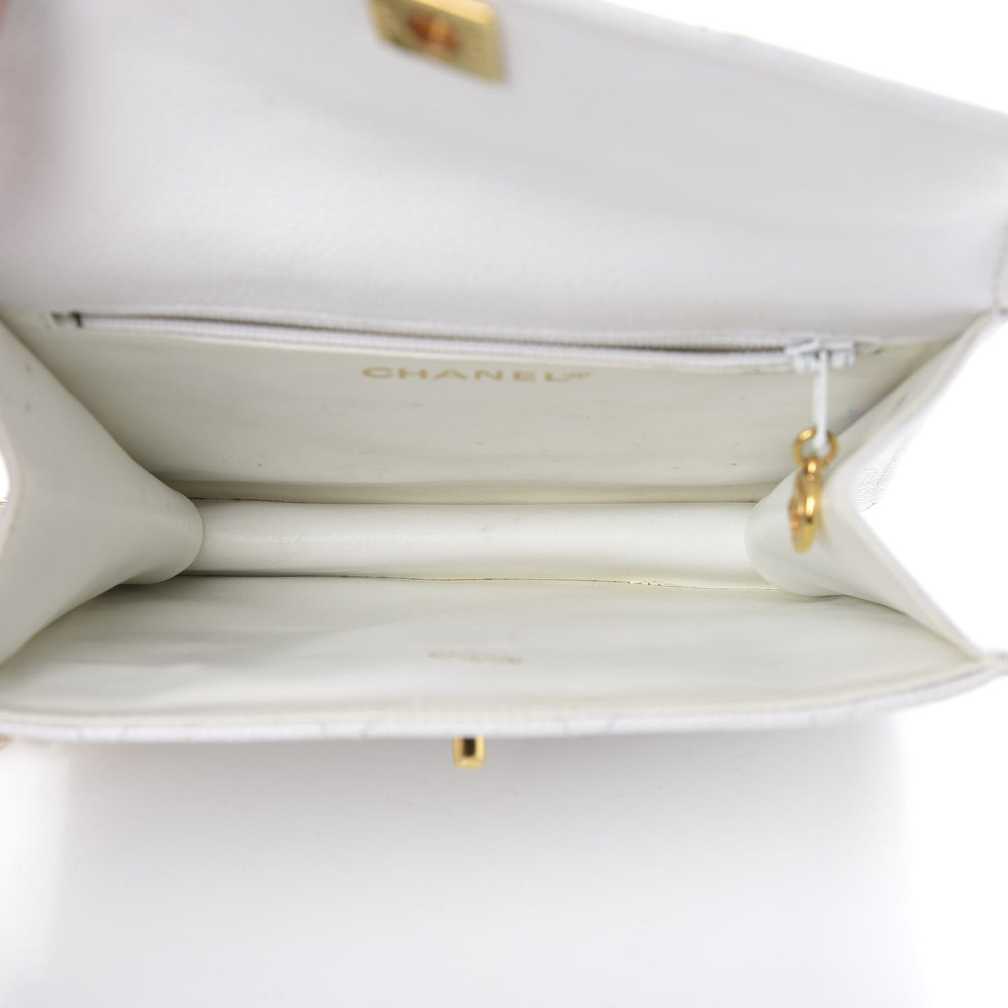 Caviar Quilted Single Flap Shoulder Bag White