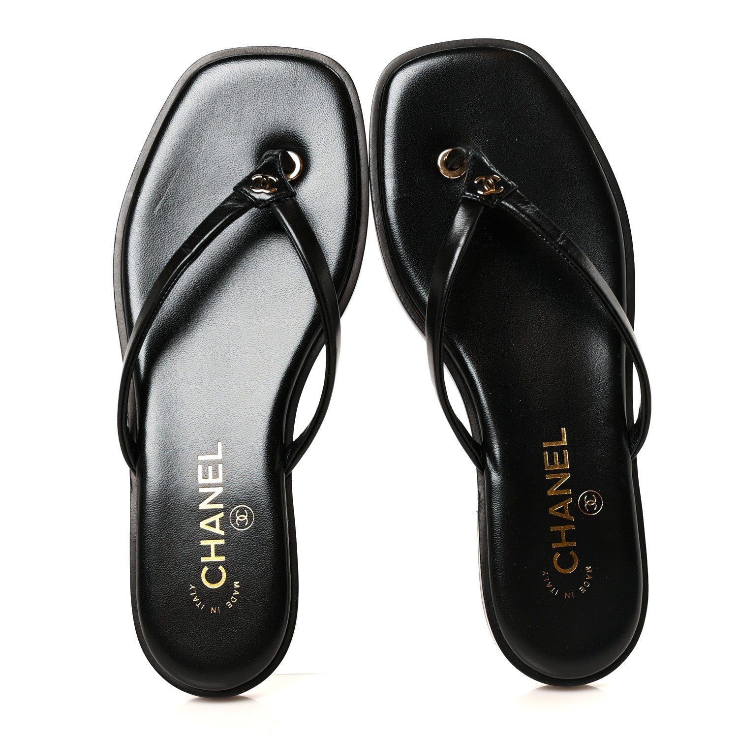 Chanel Goatskin CC Times Square Thong Sandals 38 Black 2 of 10