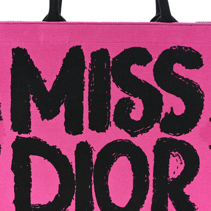 Christian Dior Canvas Embroidered Large Miss Dior Graffiti Book Tote Fuchsia Purple 9 of 12