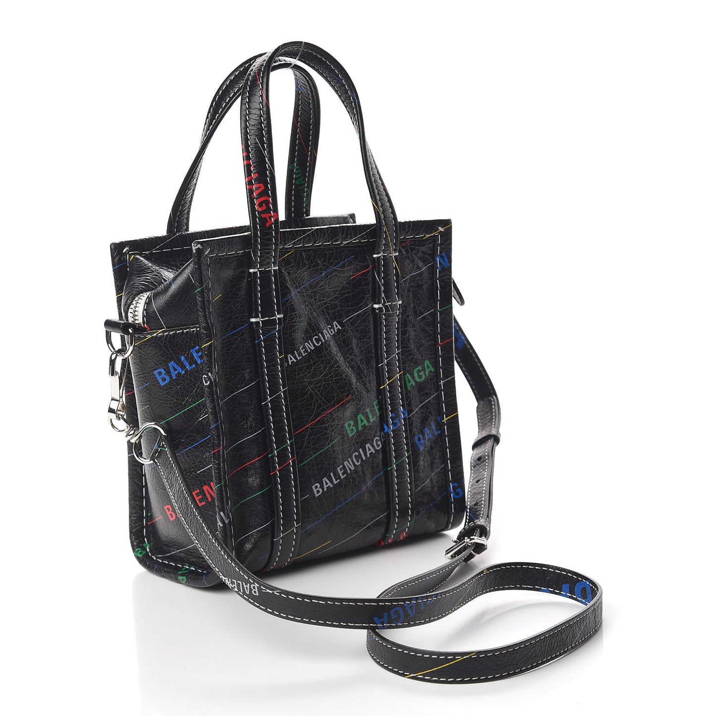 Agneau Arena Logo Multicolor Print XXS Bazar Shopper Tote Black Multicolor