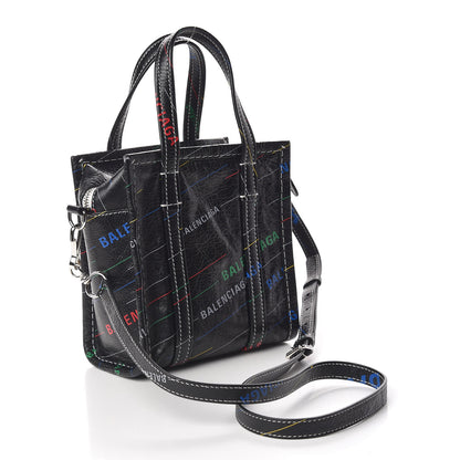 Balenciaga Agneau Arena Logo Multicolor Print XXS Bazar Shopper Tote Black Multicolor 3 of 10