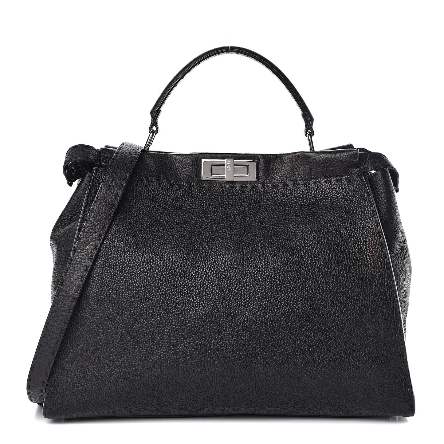 Cuoio Romano Selleria Bi-Color Large Peekaboo Iconic Satchel Black Mou