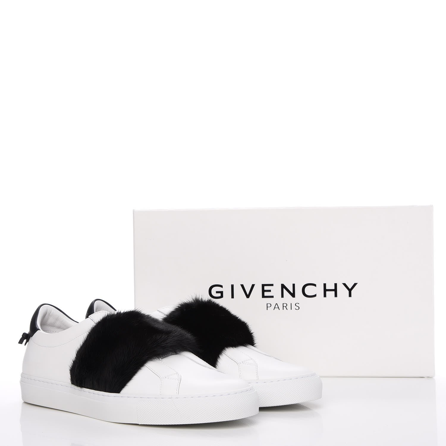 Givenchy Calfskin Mink Fur Womens Urban Street Sneakers 41 White Black 12 of 12