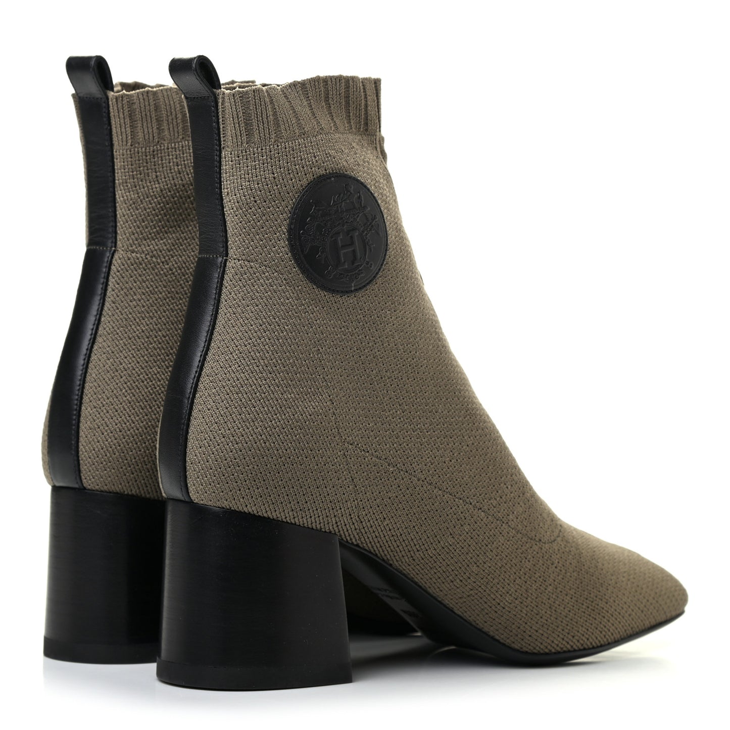 Knit Calfskin Volver 60 Ankle Boots 36.5 Vert Sapin