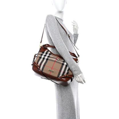 Burberry House Check Bridle Calfskin Small Ledbury Hobo Dark Tan 2 of 12