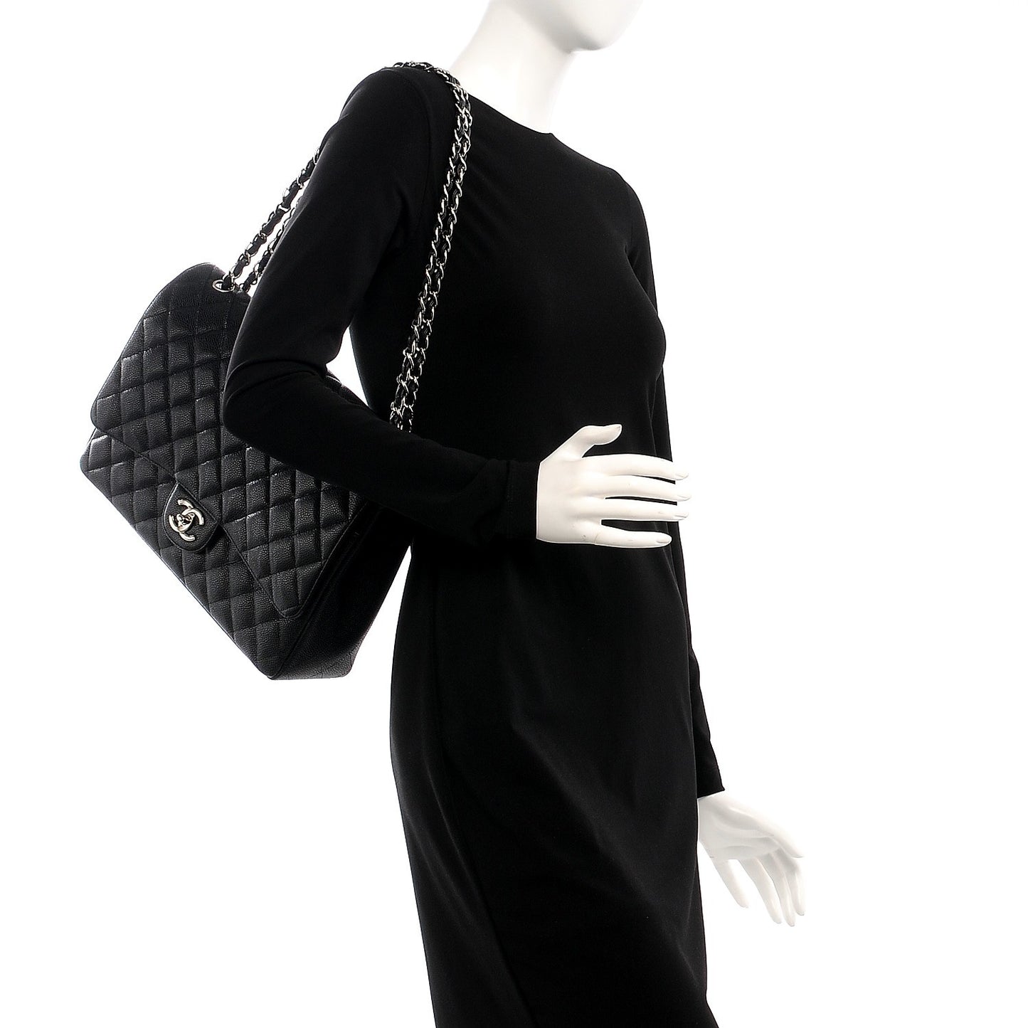 Caviar Quilted Maxi Double Flap Black