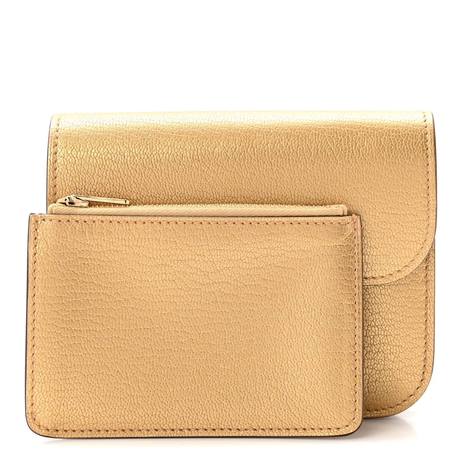 Hermes Metallic Chevre Chamkilight Constance Slim Wallet Dore 2 of 9