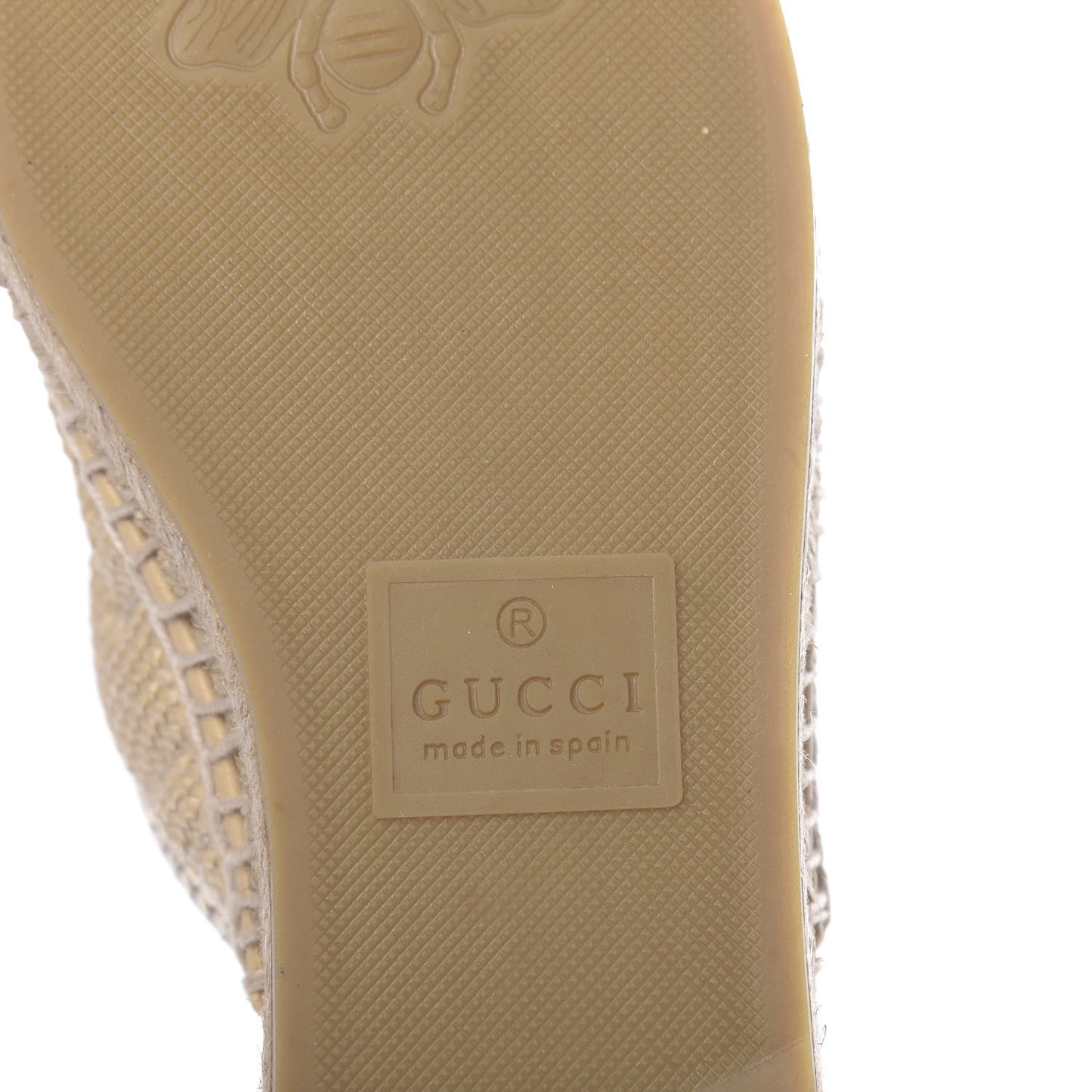 Straw Elaphe Matelasse GG Marmont Espadrille Slippers 37 Natural Cream Brown