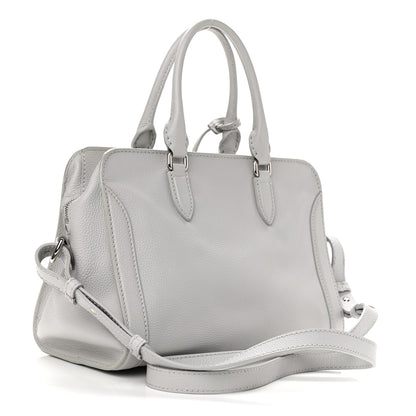 Alexander McQueen Pebbled Calfskin Small Skull Padlock Zip Around Tote Light Grey 3 of 13