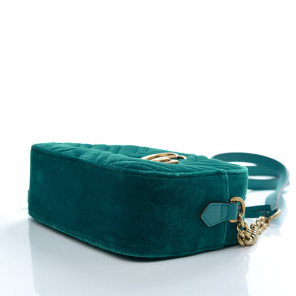 Gucci Velvet Matelasse Small GG Marmont Chain Shoulder Bag Pavone Cyan 7 of 12