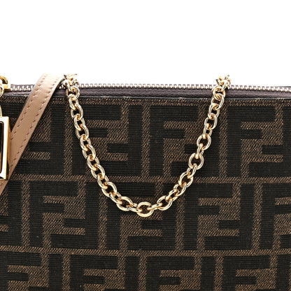 Fendi Fabric Jacquard Vitello Grace FF 1974 Baguette Pouch Tobacco Moro Sand 8 of 10