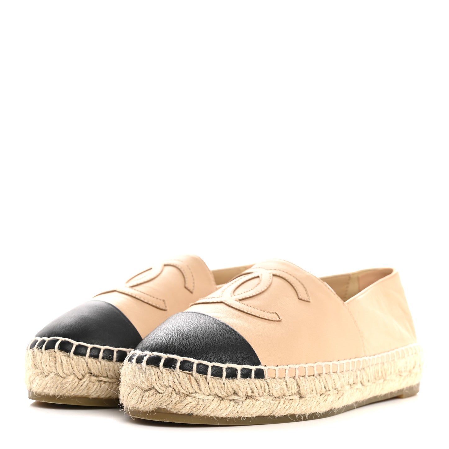 Lambskin CC Espadrilles 36 Beige Black